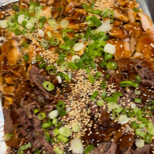 Chicken & Beef Rice Tray.